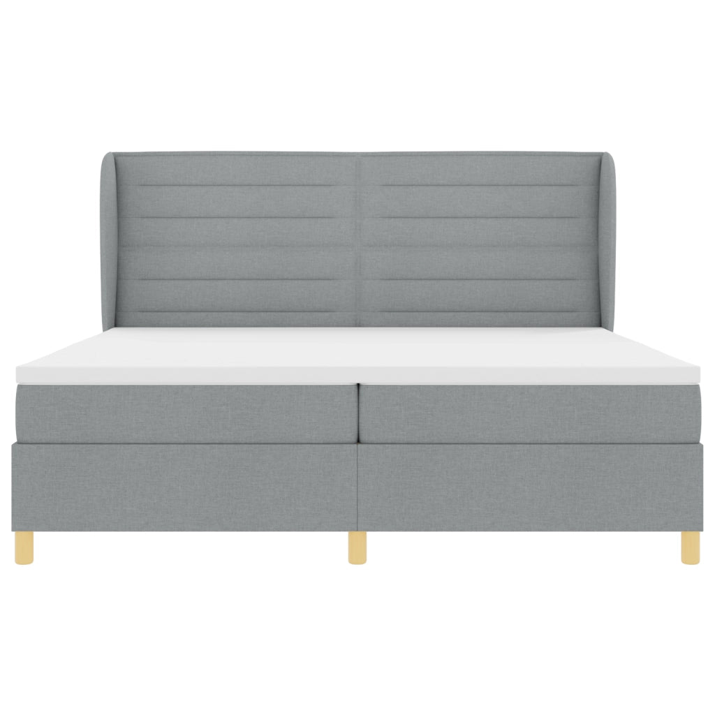 Letto con rete a doghe e materasso  - Grigio chiaro, 200x200 cm, Tessuto