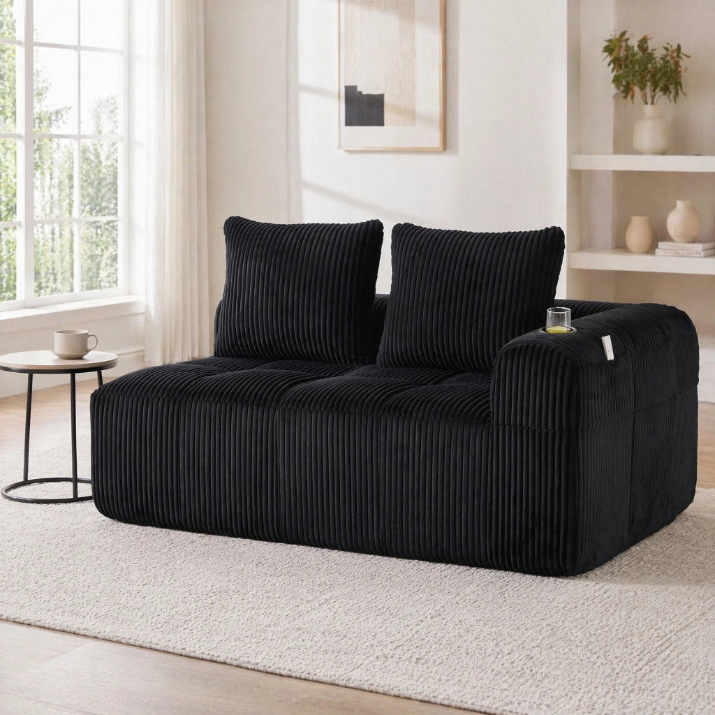 SOFA 2 posti 158x93x61 cm in corduroy nero