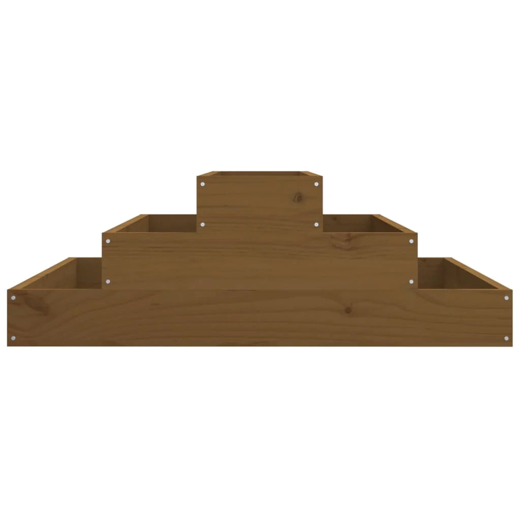 Fioriera rialzata per piante fiori terrazza giardino 80 x 80 x 27 cm legno massello di pino marrone 02_0037903