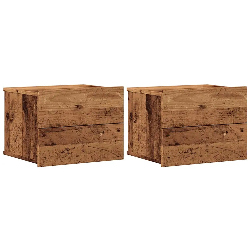 Comodini a Muro 2 pz-Set di 2 Tavolino da notte Legno Antico 40x32x30 cm