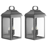 Set di 2 lampade da parete per esterni in metallo nero, stile tradizionale, per porta d'ingresso e veranda