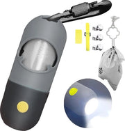 Dispensatore di sacchetti per escrementi canini con lampada LED e clip metallica - Incluso 15 sacchetti