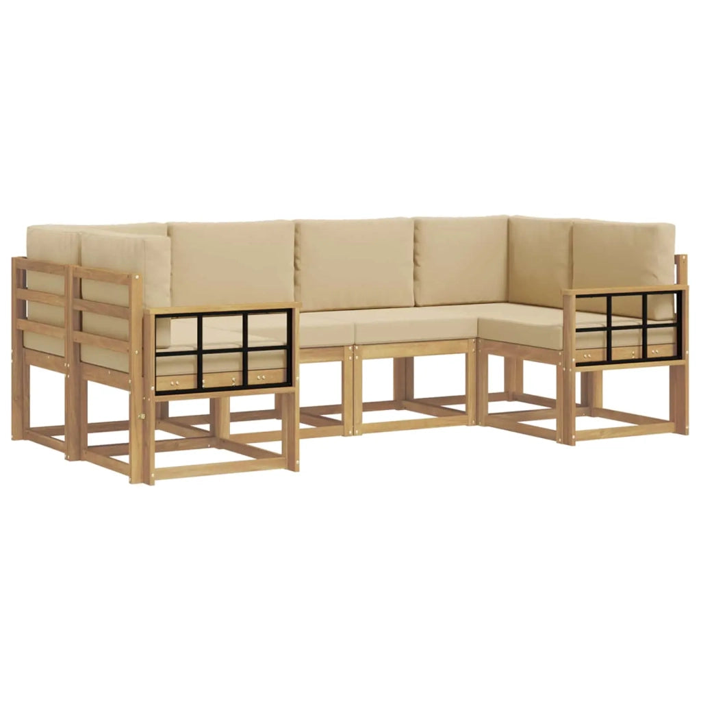 Set di divani da esterno con cuscino 6 pcs Bianco e Beige