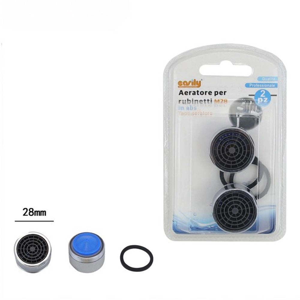 Trade Shop - Set 2pz Aeratore Per Rubinetti Filtri Abs 28 Mm Rompigetto M28 Guarnizioni 59037 -