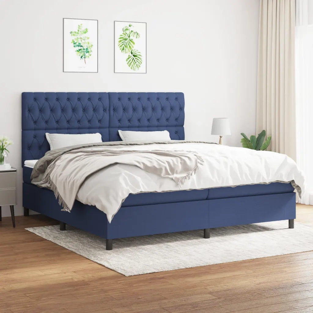 Giroletto a Molle con Materasso Blu 200x200 cm in Tessuto cod mxl 58543
