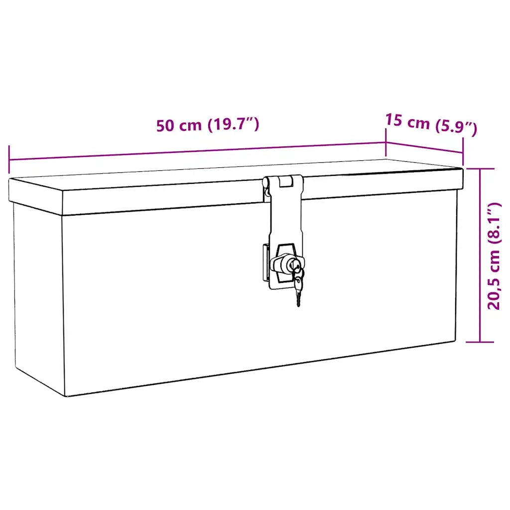 Contenitore Portaoggetti Nero 50x15x20,5 cm in Alluminio 152247
