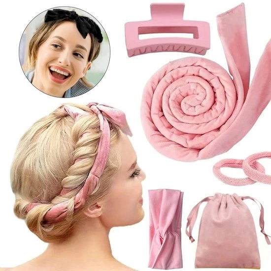 Krultang senza riscaldamento, fascia a onde autoadattabile, clip capelli, antiscivolo, adatto per capelli di media lunghezza a lunghezza, crea onde ondulate in una notte (set 3 pezzi)