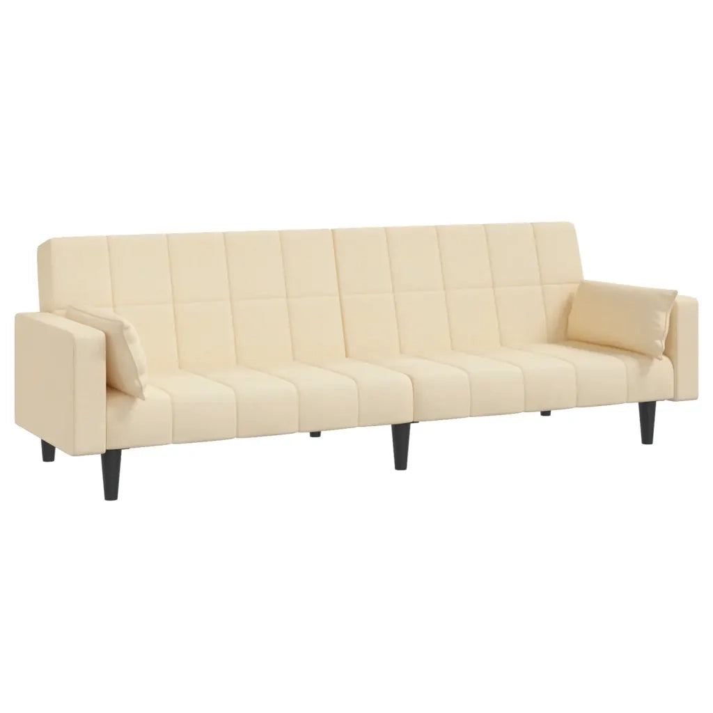 Divano Letto a 2 Posti con 2 Cuscini-Sofa Letto 2 Posti-Daybed Crema in Tessuto 282240