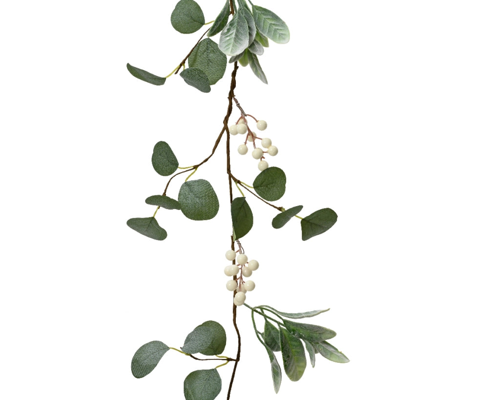 Ghirlanda poliestere bacche bianche 150x7x3 cm