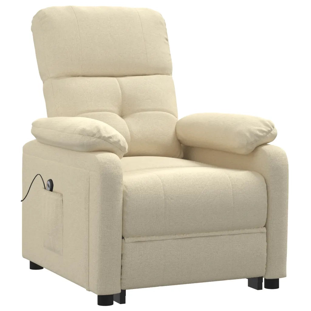 Poltrona | Sedia Relax Elettrica Reclinabile Crema in Tessuto