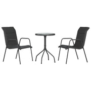 Set da Pranzo da Giardino 3 pz | Set Salotto da Giardino in Acciaio Nero
