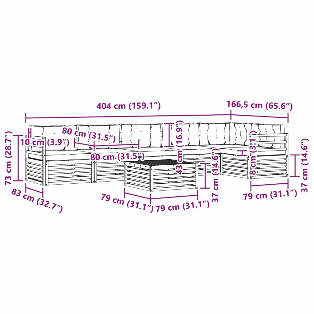 Set di divani da esterno 7 pz Bianco e Antracite Poliestere 3390587