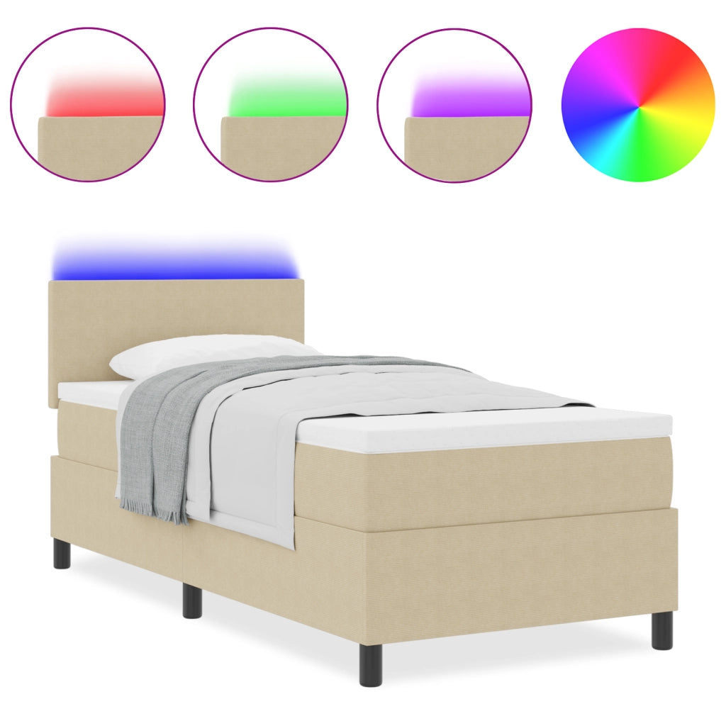 Letto a Molle con Materasso & Luce LED Verde Grigio 80x200 cm Tessuto Vellutato