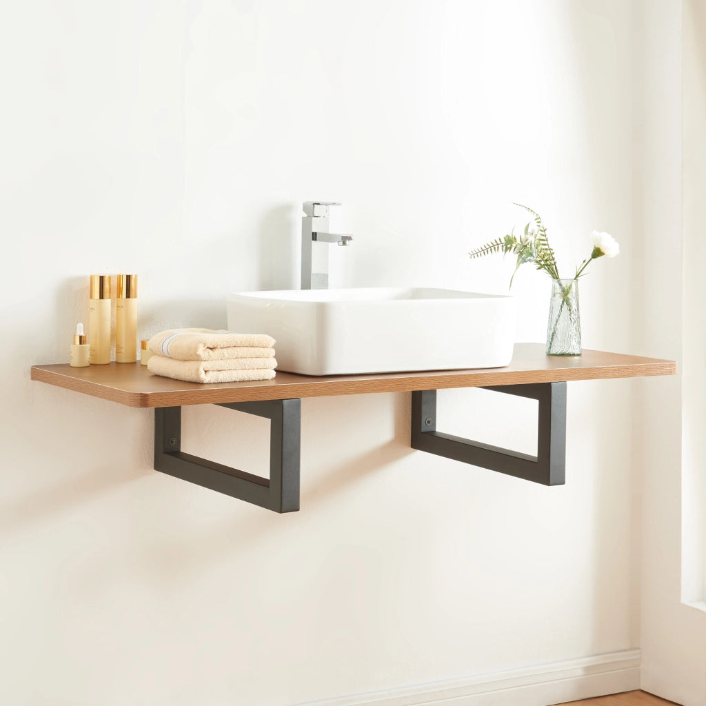 Set Hawangen di 2 Supporti per Mobili 'Fai da Te' Montaggio a Parete in Acciaio (LuxA) 45 x 20 cm - Nero [en.casa]