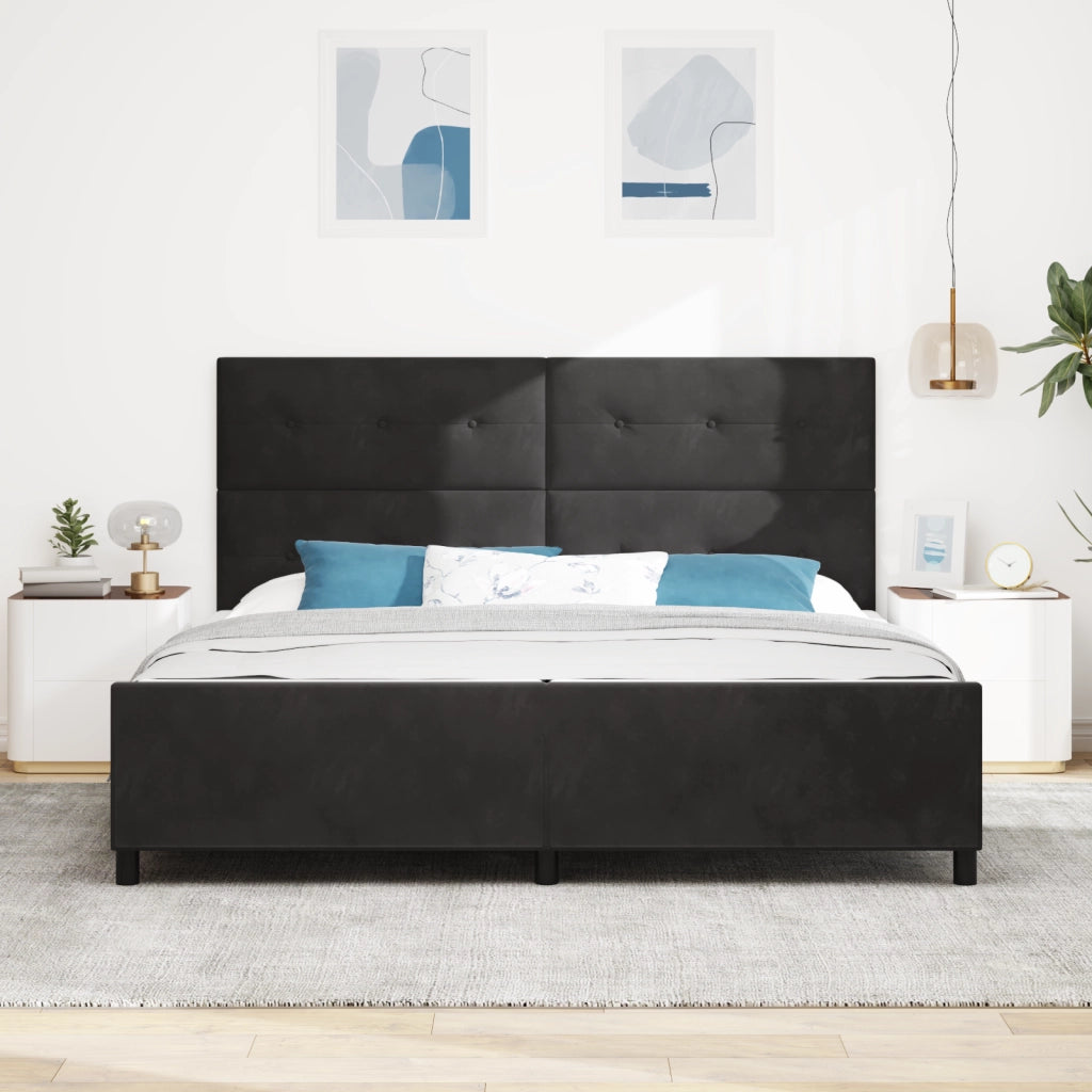 Struttura del Letto Nera 200x200 cm in Velluto