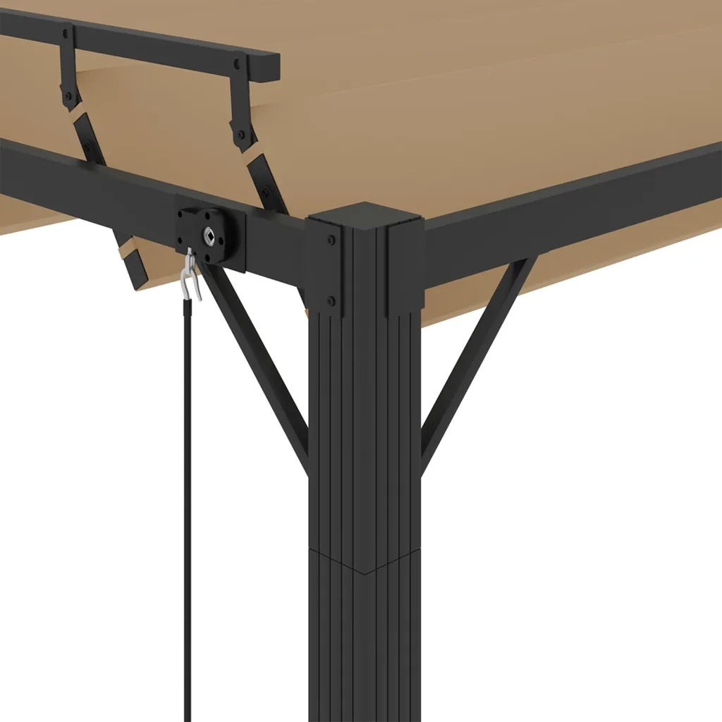 Gazebo con Tetto a Lamelle 3x4 m in Tessuto Tortora e Alluminio