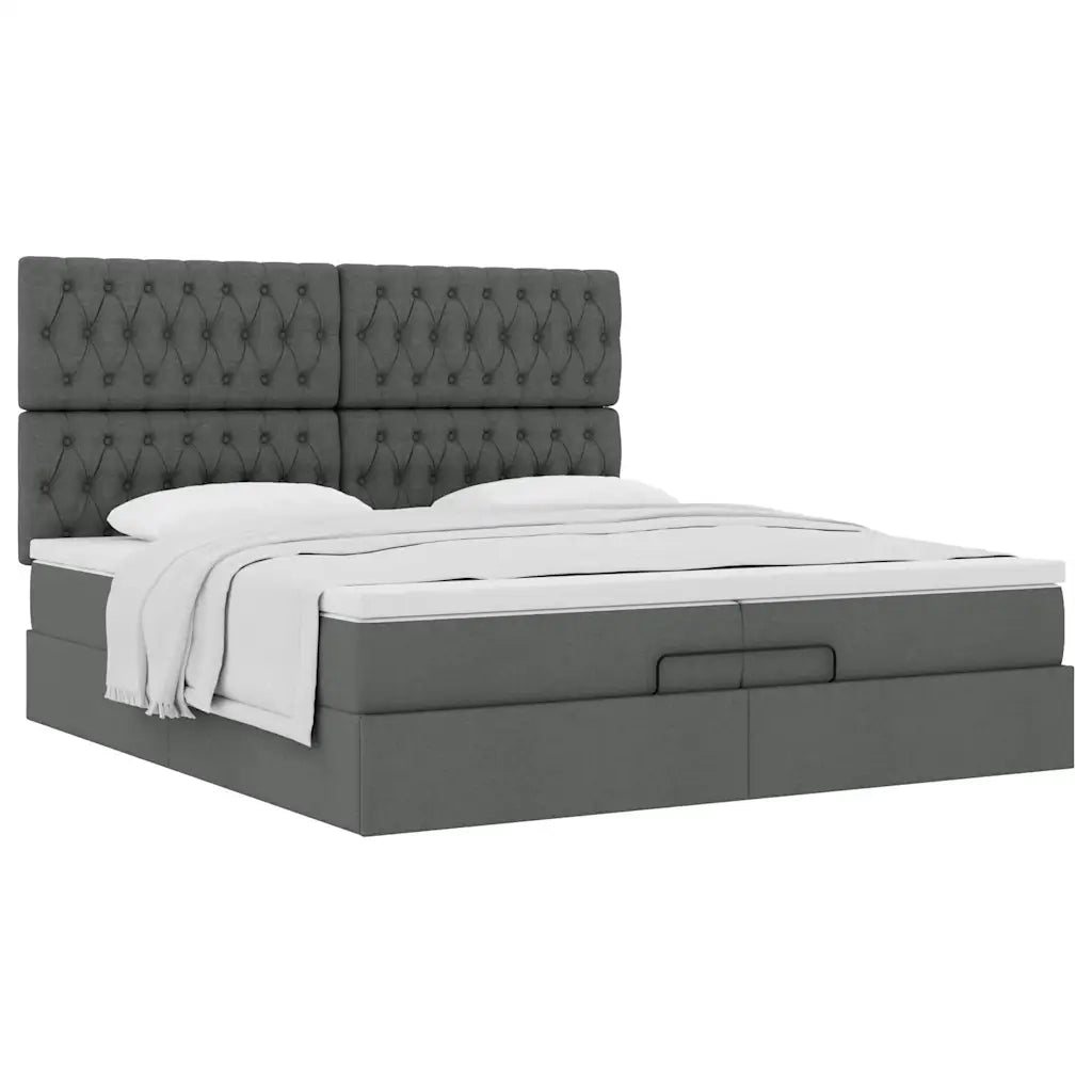 Struttura Letto Pouf con Materassi 200x200 cm in Tessuto 3313266