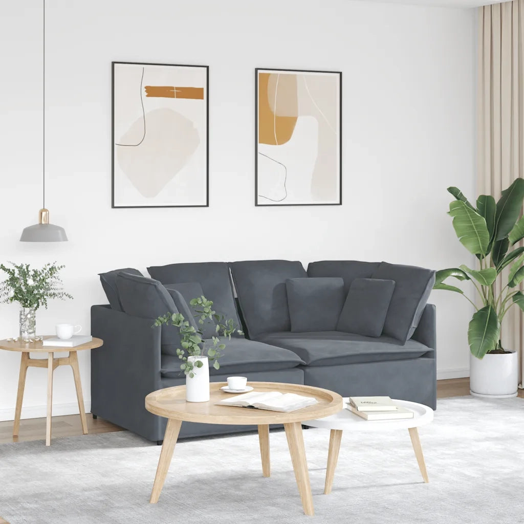 Divano | Divano da soggiorno | Sofa Modulare con Cuscini in Velluto Grigio Scuro