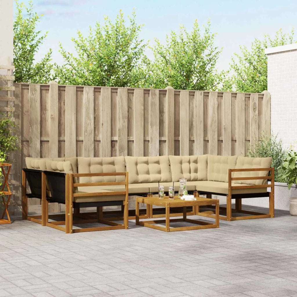 Set di divani da esterno con cuscino 7 pcs Naturale e Beige