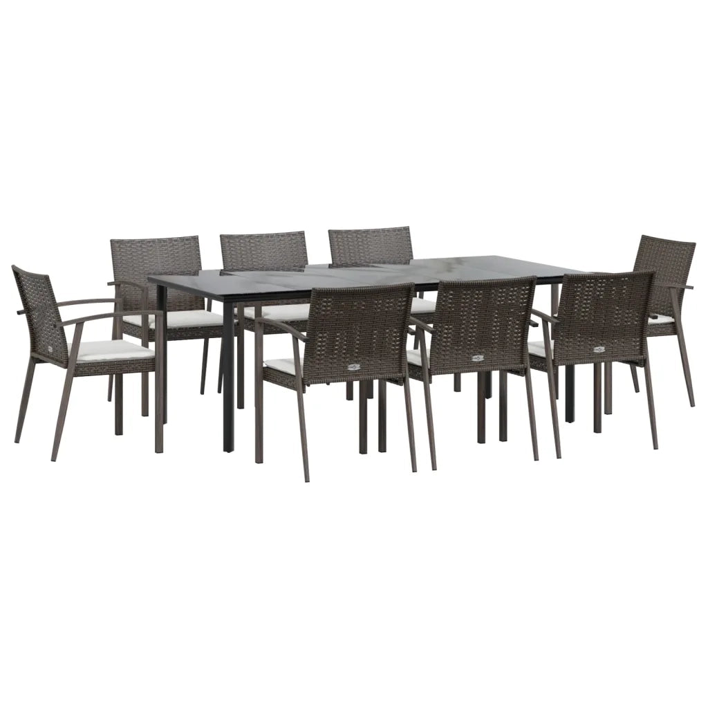 Set Pranzo da Giardino 9 pz con Cuscini in Polyrattan e Acciaiocod mxl 76621