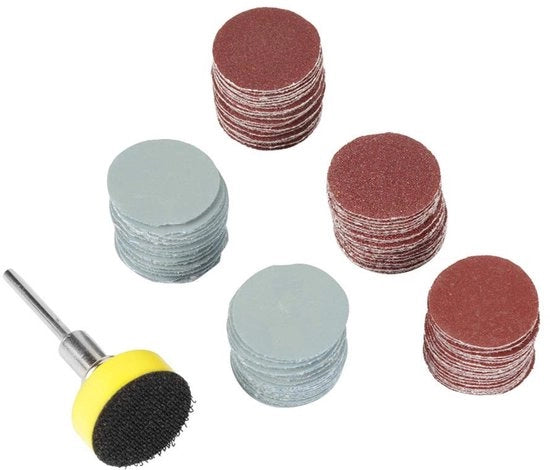 Set di carta abrasiva 100 pezzi - carta abrasiva 25mm - carta abrasiva fine - carta abrasiva per metalli/non metalli - raschiatura/polverizzazione - adatto per pietra d'arte/legno/automobili - dischi abrasivi