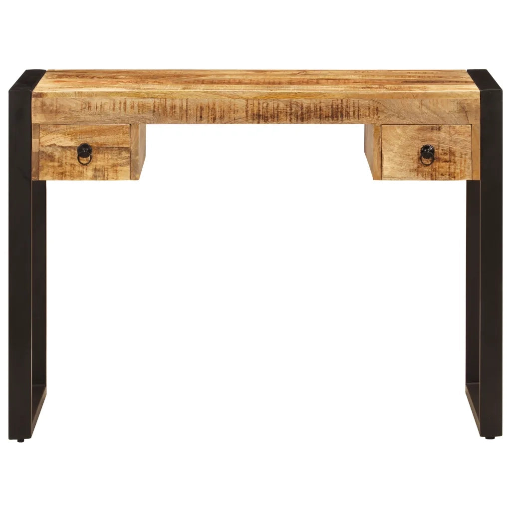 Scrivania con 2 Cassetti-Scrivanie per ufficio e studio 110x50x77 cm Legno Massello di Mango