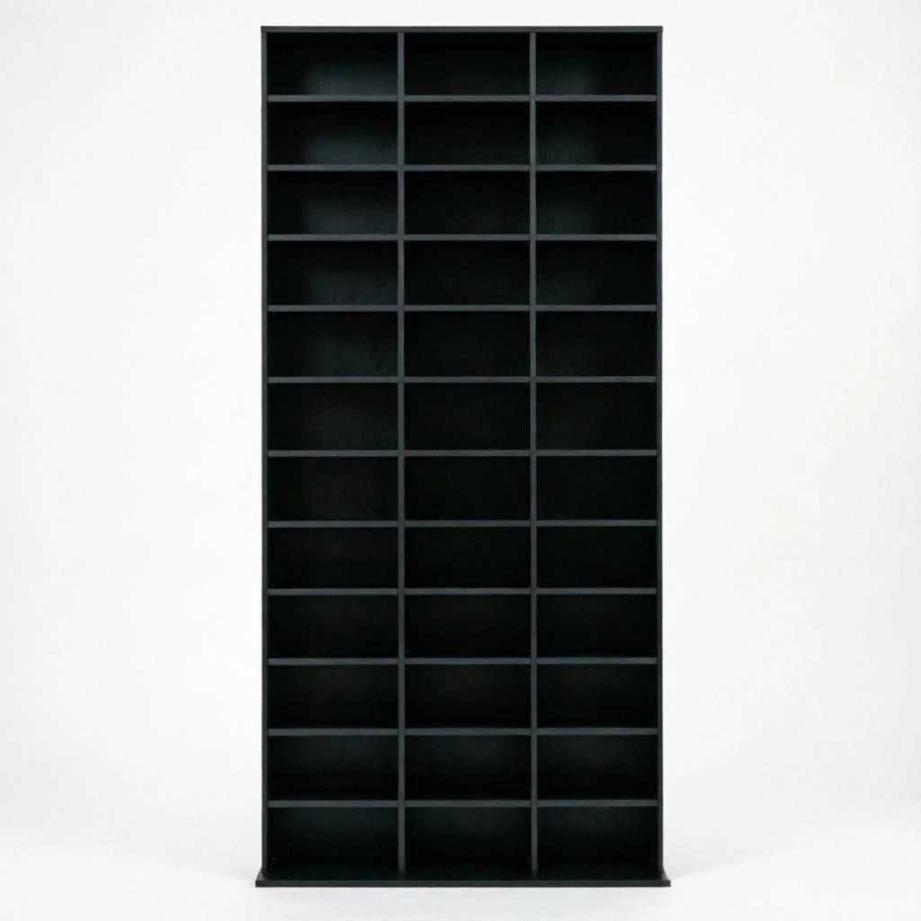 Mobile porta CD 102x23.5x195 cm con ripiani regolabili in MDF nero