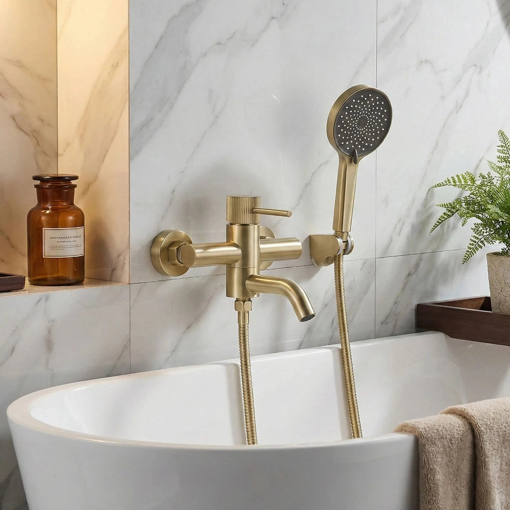 Rubinetto Da Vasca Rea Lungo Stripe Gold Brush