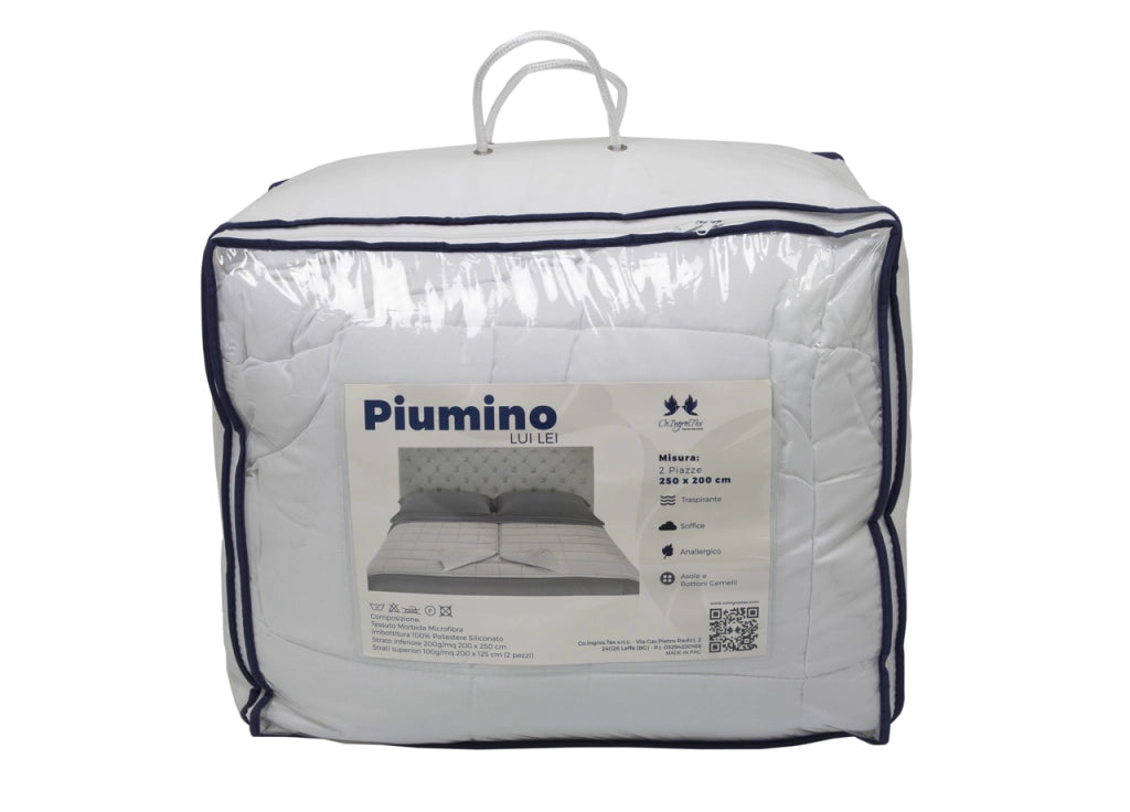 Interno Piumino Anallergico Piumone Letto Matrimoniale Lui-Lei Estate Inverno Bianco Lavabile