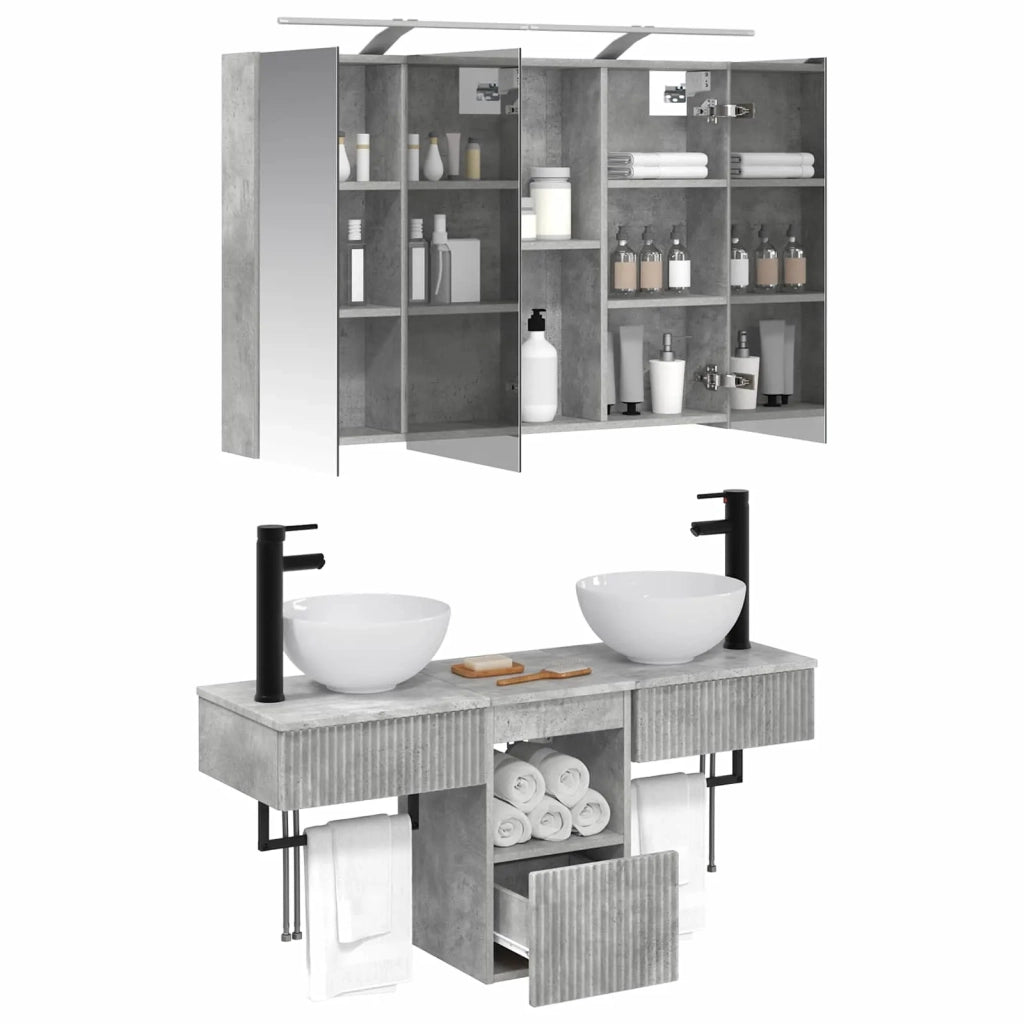 Set di Armadi da Bagno 4 pcs Grigio Cemento 100 x 14,5 x 70 cm 3406258