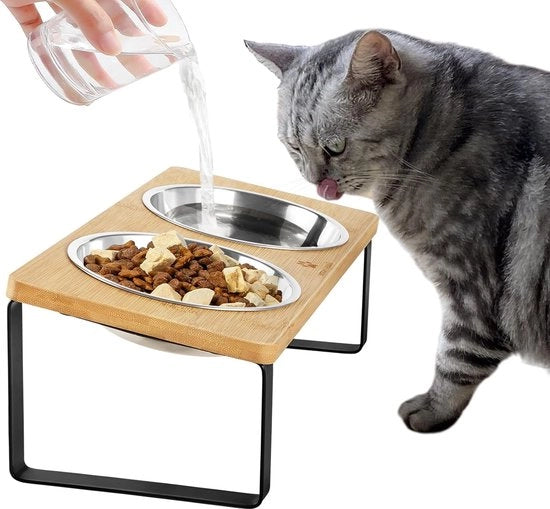 Cassetto per Gatti con Vasca in Acciaio Inox - Anti-Vomito (Versione Legno Originale)