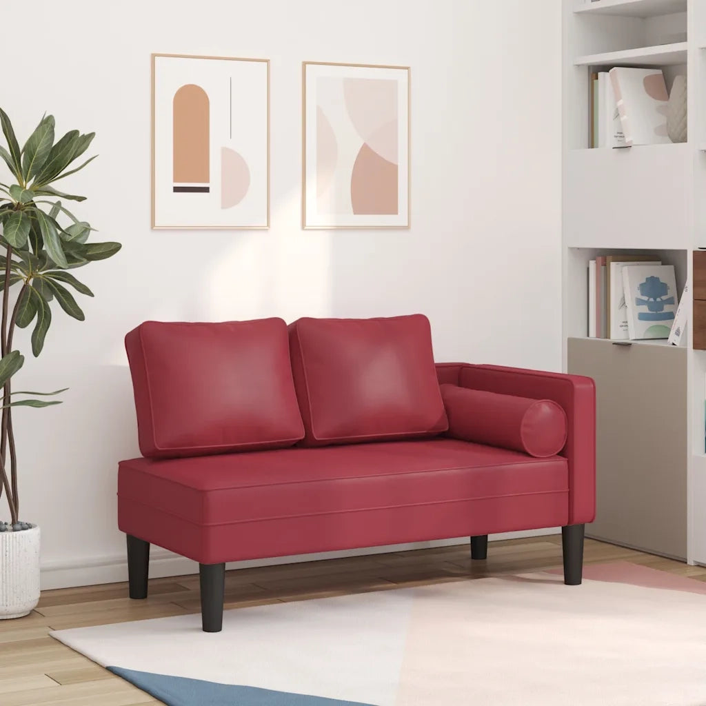 Sdraio con Cuscini Rosso Vino in Similpelle 4007568