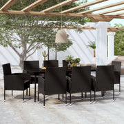 Set Mobili da Pranzo per Giardino 9 pz Nero cod mxl 48763
