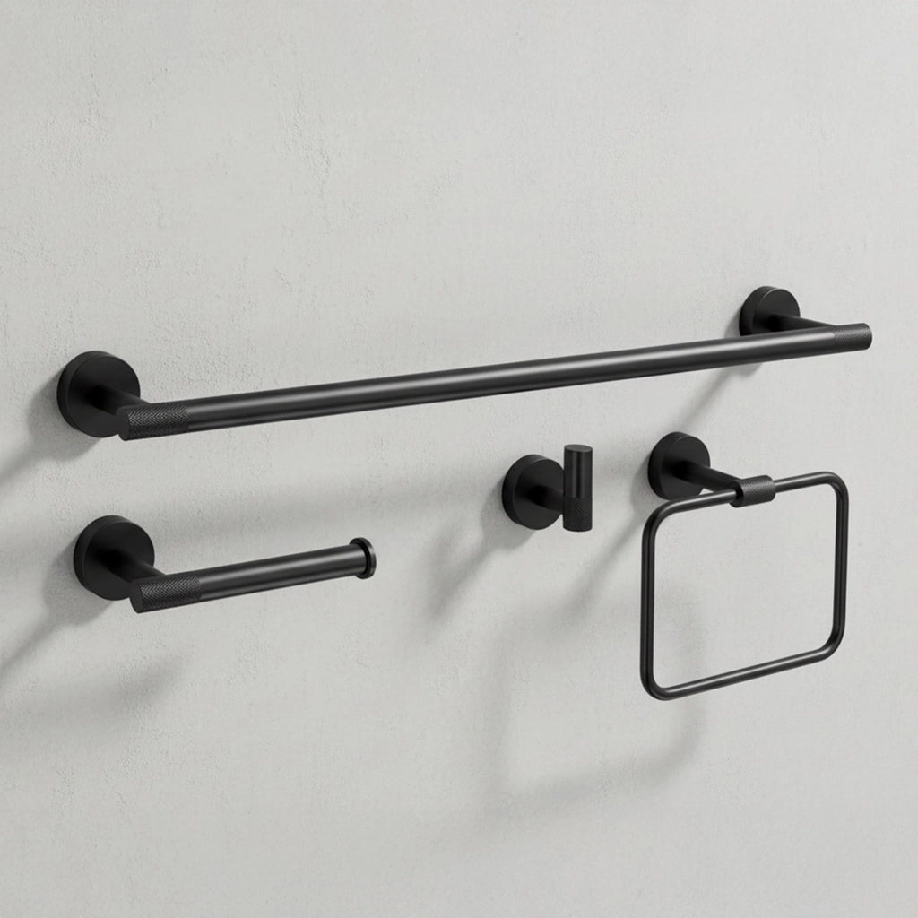 Set Accessori Da Bagno Grid Black 4 Pezzi