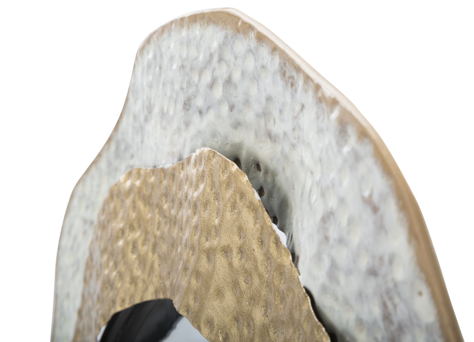 Specchio da Muro Shai Light Ø54,5x4,5 cm in Ferro e MDF Oro e Crema