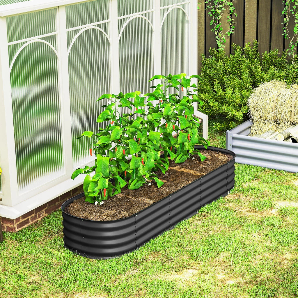 Letto da giardino rialzato modulare ¨C zephmum ¨C acciaio grigio 195x62x30