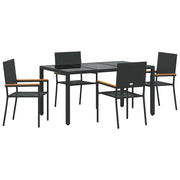 Set da Pranzo per Giardino 5 pz | Set Salotto da Giardino Nero polyrattan