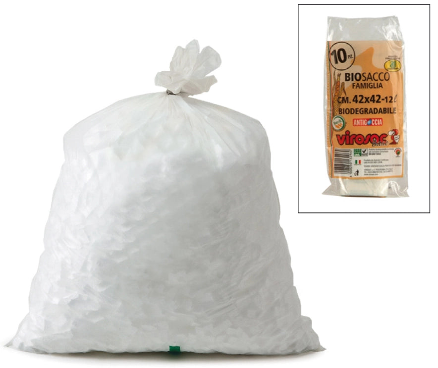Virosac SACCO RIFIUTI BIOSACCO FAMIGLIA 10 PZ cm. 42x42 - lt. 12 24.00 rotoli