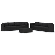 Mobili da giardino mobili da esterno Set di mobili da 9 pezzi con cuscini in resina intrecciata nera 02_0018153