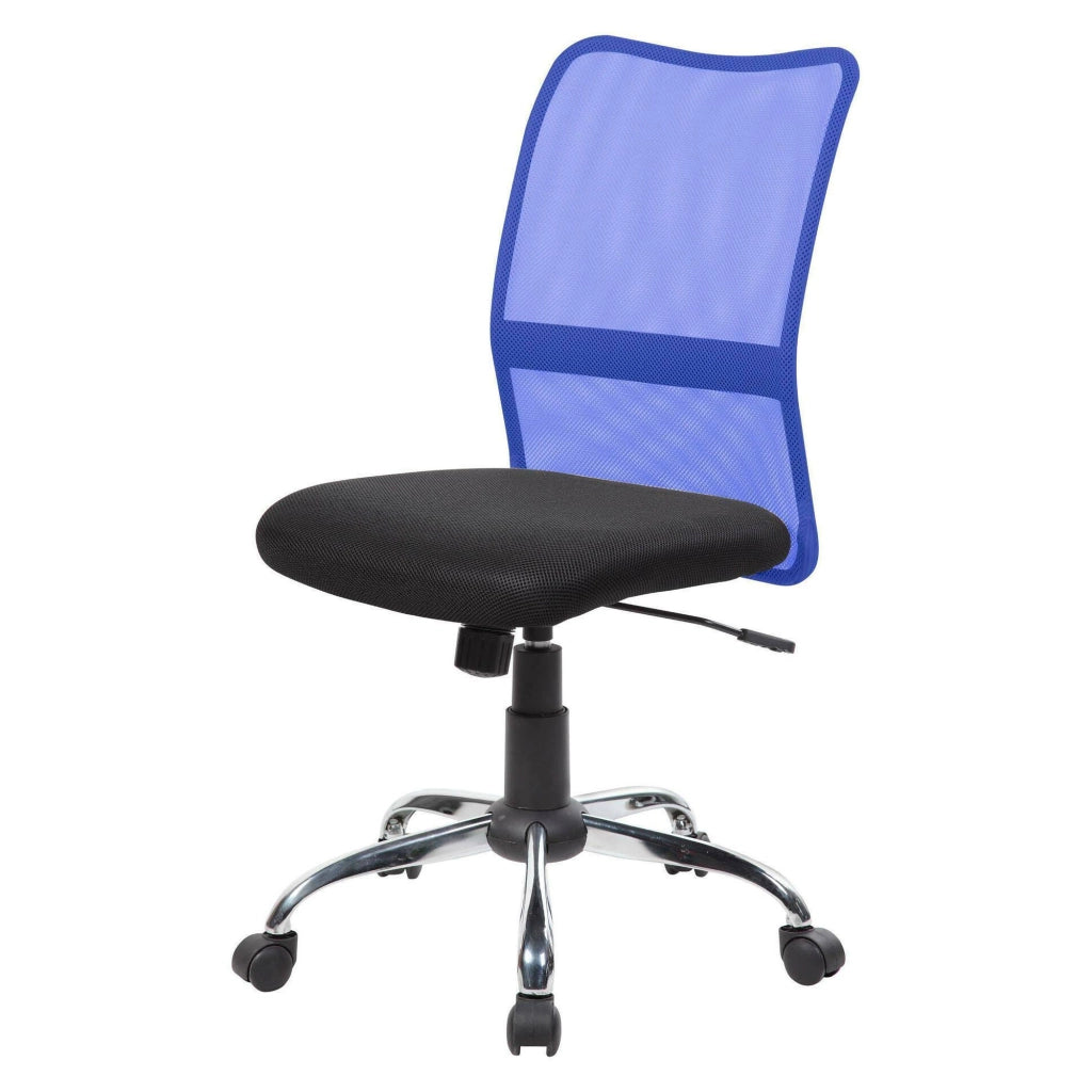 Sedia da ufficio Maysak, Sedia operativa a rete, Seduta ergonomica da ufficio, 57x46h90/100 cm, Nero e Blu