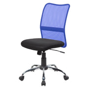 Sedia da ufficio Maysak, Sedia operativa a rete, Seduta ergonomica da ufficio, 57x46h90/100 cm, Nero e Blu