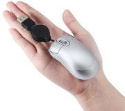 Mini mouse ottico con funzione di scroll intercambiabile, collegabile via USB, adatto per PC e laptop, colore argento