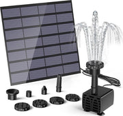 Fontana solare alimentata da energia solare 1,5 W - 2024 Fontana solare aggiornata con 6 stili - Pompaggio solare per laghetti per uccelli e pesci - Fontana galleggiante solare per laghetti per uccelli e pesci