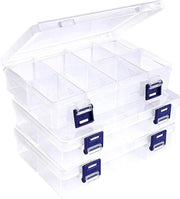 Organizzatore trasparente con contenitori regolabili per diverse categorie di oggetti