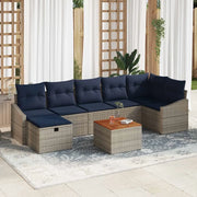 Set Divano da Giardino con cuscino 8 pcs Grigio Poly Rattan