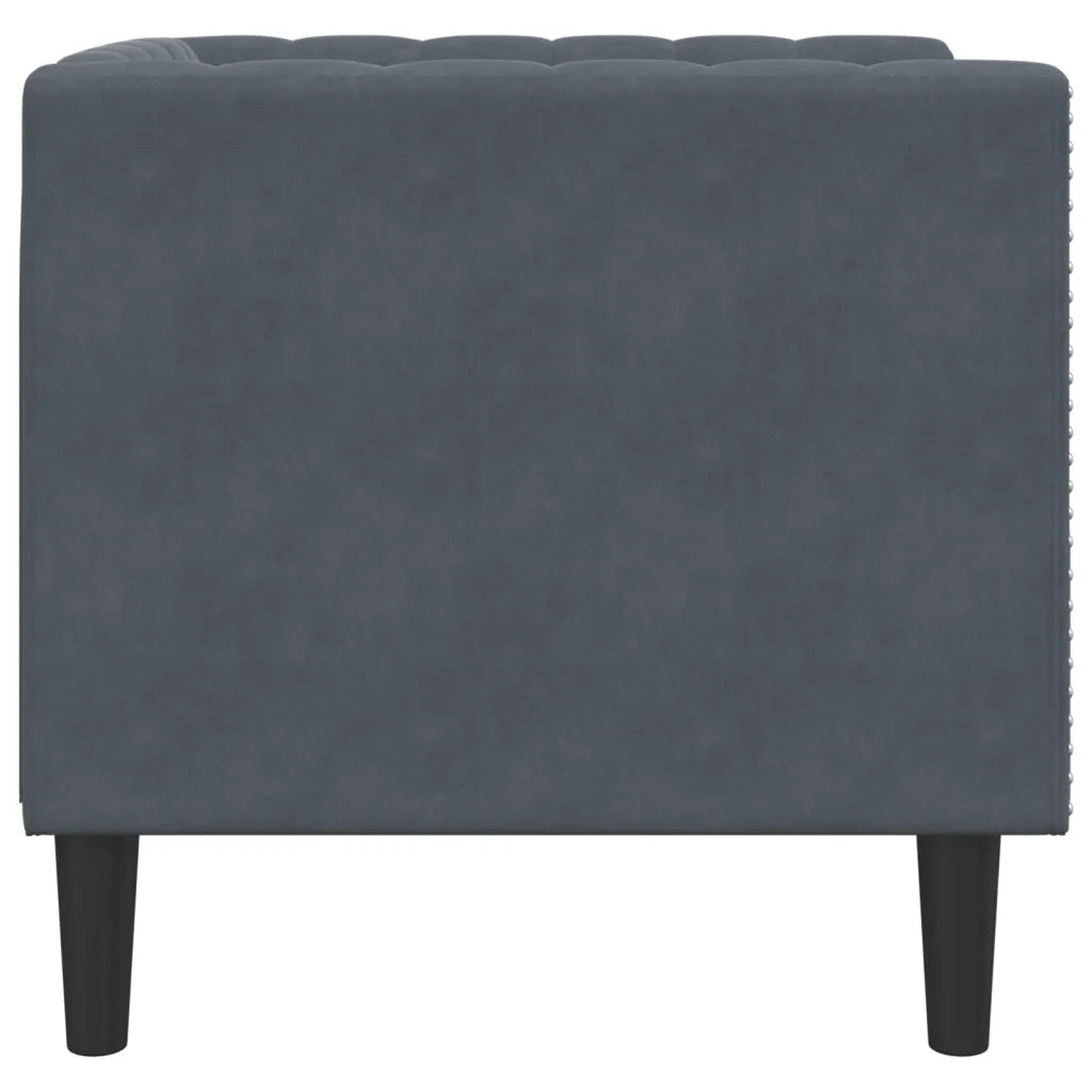 Poltrona | Sedia Relax Chesterfield Grigio Scuro in Velluto