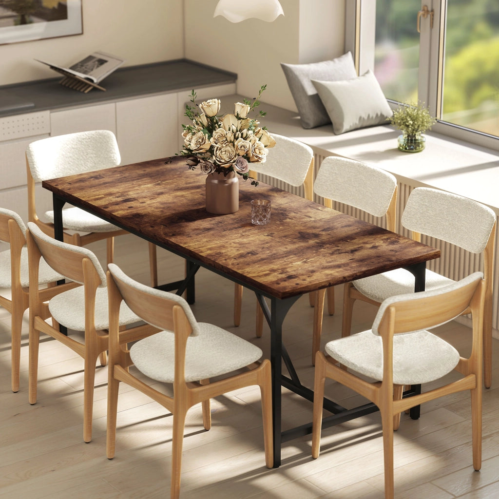 Tavolo da pranzo rettangolare allungabile 6-8 persone ¨C Xylo ¨C Legno effetto noce gambe metallo 180x80x75,5cm