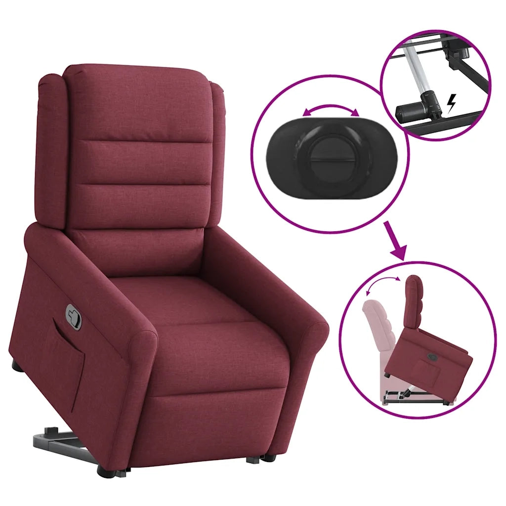 Poltrona Alzapersona Reclinabile Rosso Vino in Tessuto 3303317