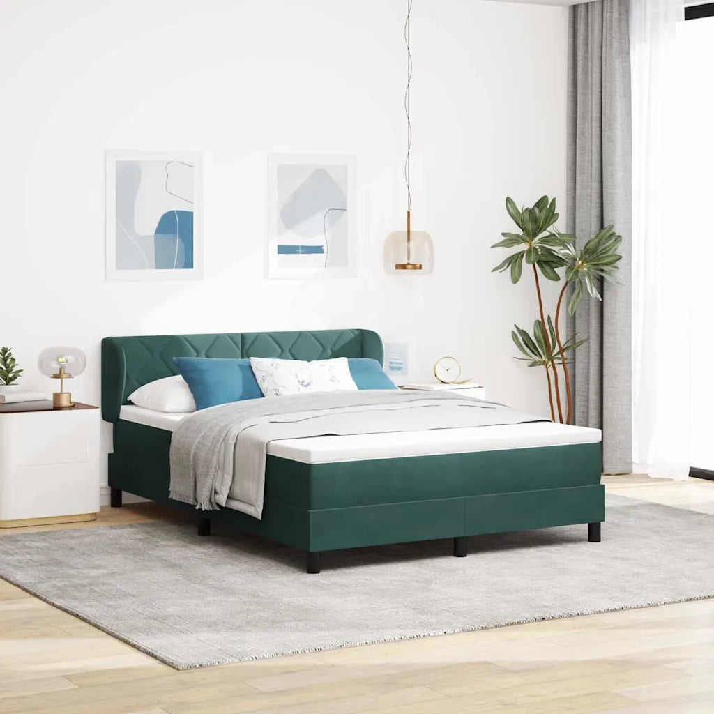 Letto a molle con testiera Verde scuro 160 x 200 cm Velluto 3340451
