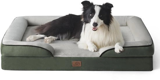 Letto per cani ortopedico, divano per cani ergonomico - 89 x 63 cm, divano per cani con schiuma a forma di uovo per cani di taglia media, lavabile, divano per cani antiscivolo, colore tiglio.